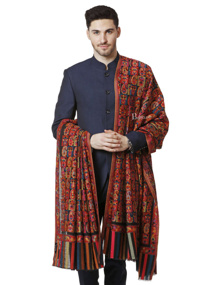 Pashtush India 127x254 Pashtush Mens Woven Kaani Shawl, Mens Lohi , Full Size, Fine Soft Wool