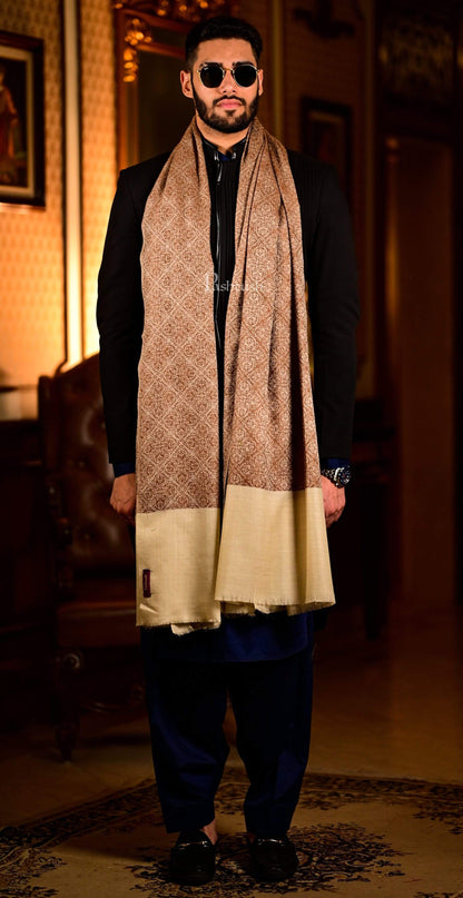 Pashtush India 114x228 Pashtush Mens Woven Paisley, Self Shawl, In Extra Soft Fine Wool, Large Wrap Size