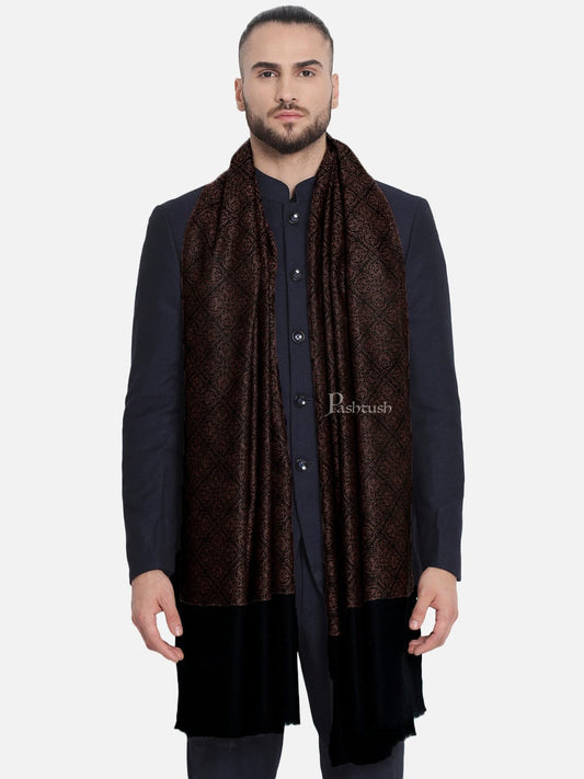 Pashtush India Mens Shawls Gents Shawl Pashtush Mens Woven Paisley, Self Shawl, In Extra Soft Fine Wool, Large Wrap Size