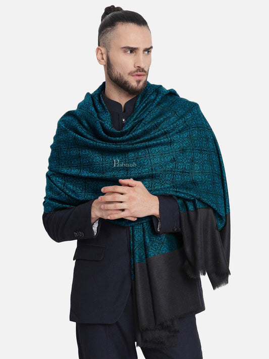 Pashtush India Mens Shawls Gents Shawl Pashtush Mens Woven Paisley, Self Shawl, In Extra Soft Fine Wool, Large Wrap Size