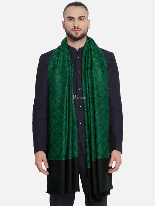 Pashtush India Mens Shawls Gents Shawl Pashtush Mens Woven Paisley, Self Shawl, In Extra Soft Fine Wool, Large Wrap Size