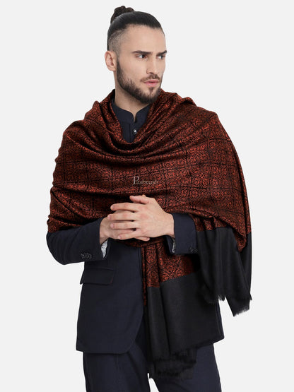 Pashtush India Mens Shawls Gents Shawl Pashtush Mens Woven Paisley, Self Shawl, In Extra Soft Fine Wool, Large Wrap Size