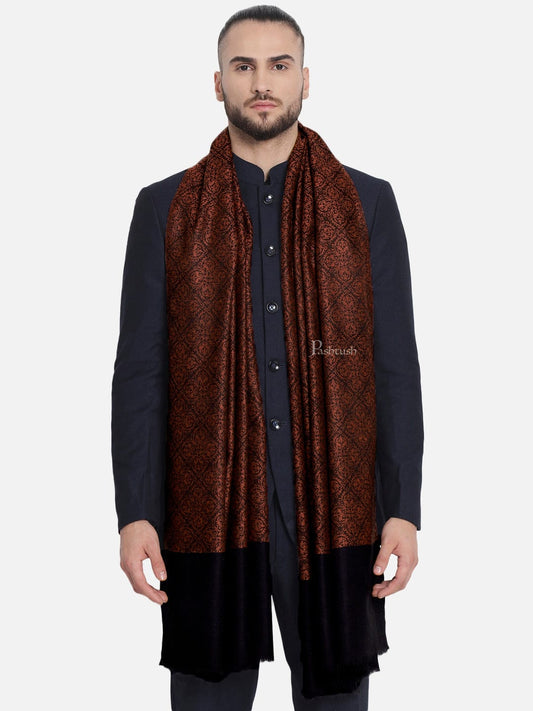 Pashtush India Mens Shawls Gents Shawl Pashtush Mens Woven Paisley, Self Shawl, In Extra Soft Fine Wool, Large Wrap Size