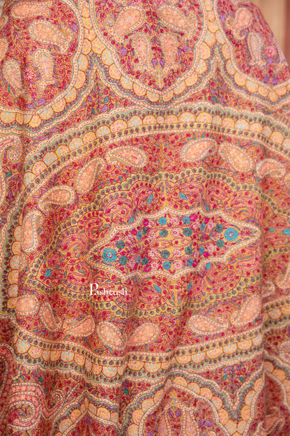 Pashtush India Womens Shawls Pashtush Pashmina Shawl, Hand Embroidery Jama, Kashmiri Needlework, handmade, Beige