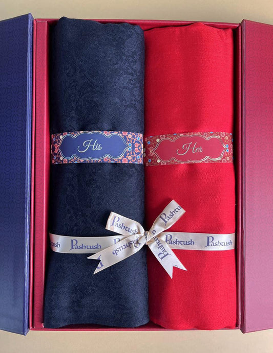 Pashtush India Gift Pack Pashtush Premium Couples Set Of Stoles With Multi-coloured Premium Box