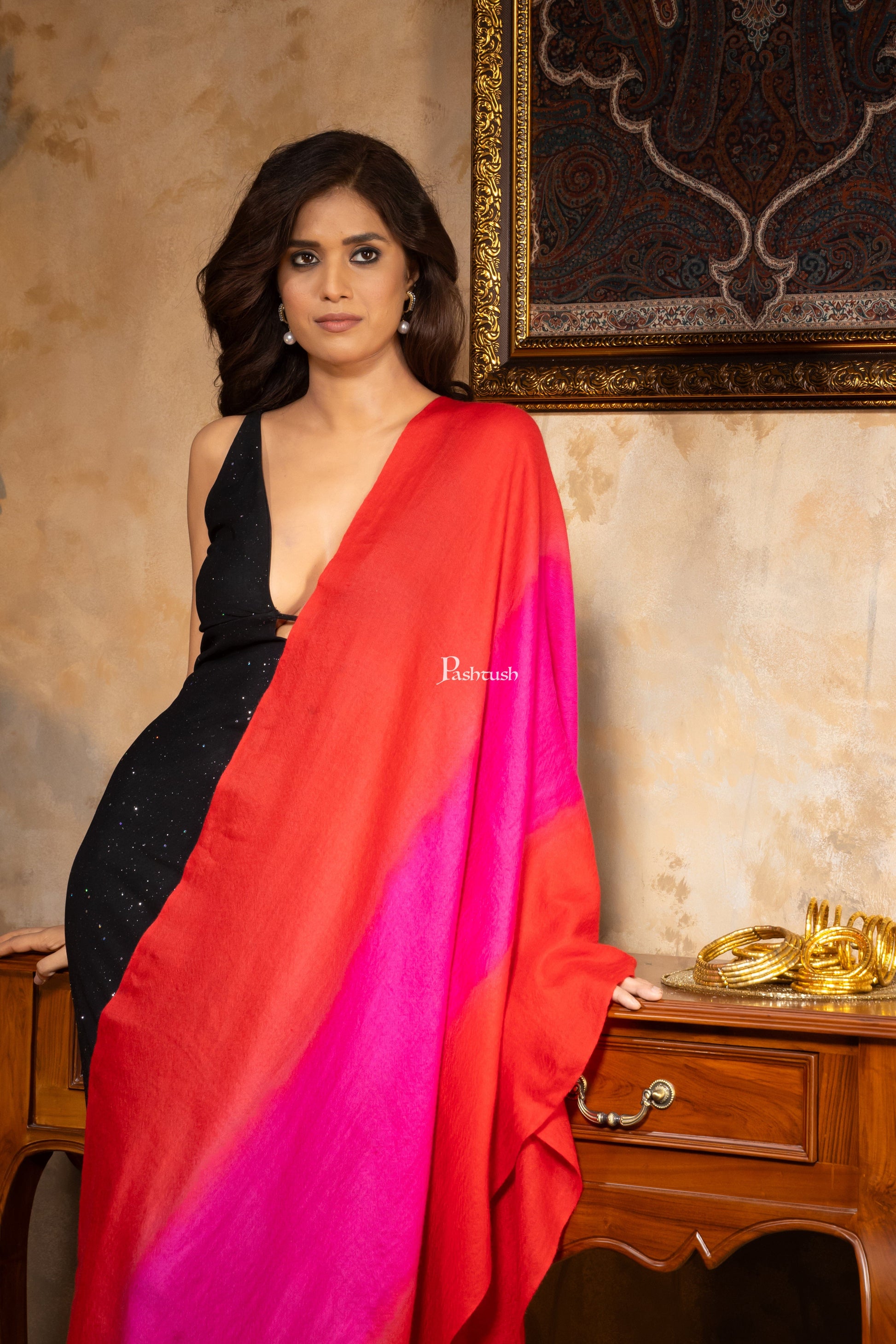 Pashtush India Womens Stoles and Scarves Scarf Pashtush Pure Cashmere Ombre Stole, Premium Extra Soft and Warm