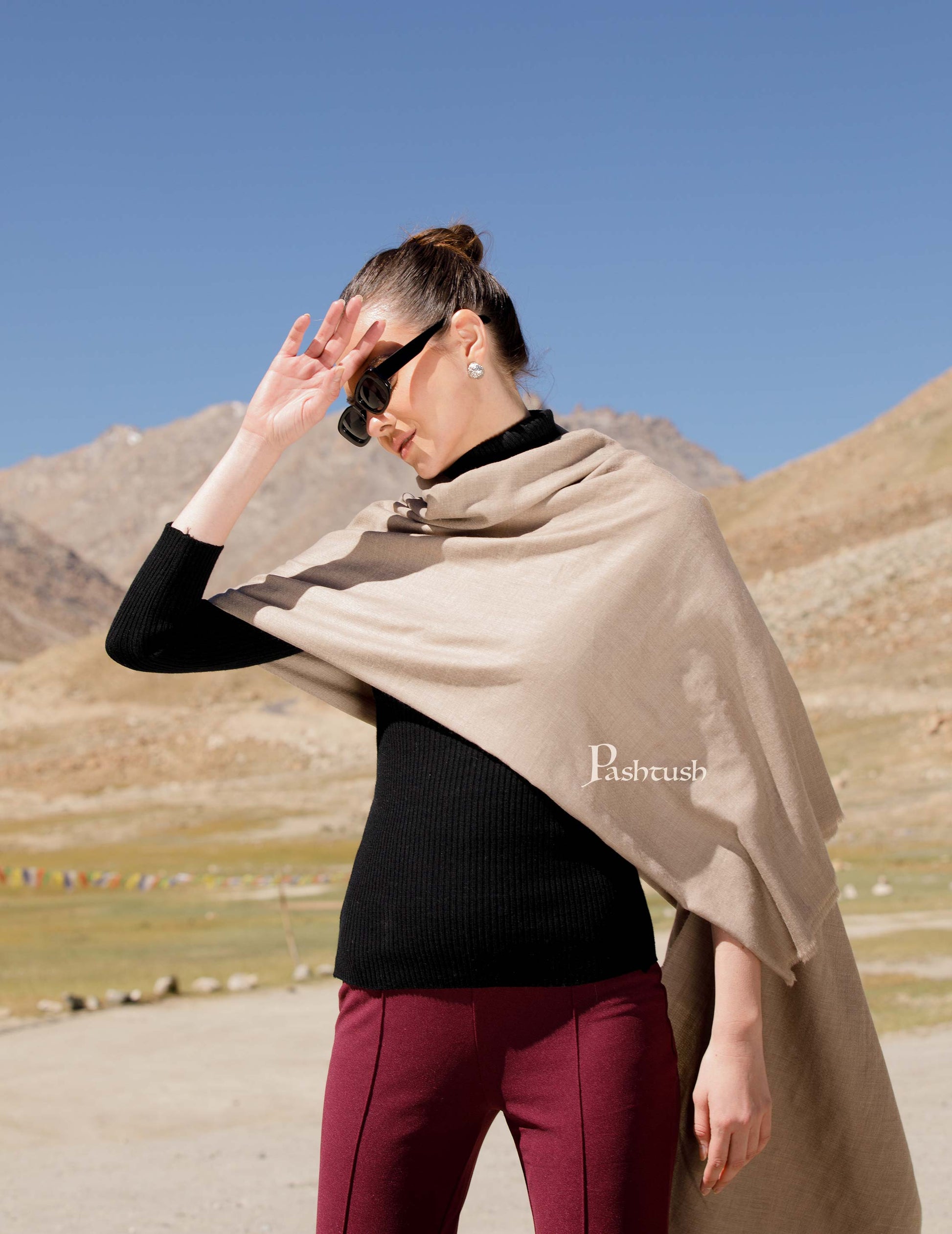 Pashtush India Womens Shawls Pashtush Pure Pashmina Shawl, Hand Woven, Handmade