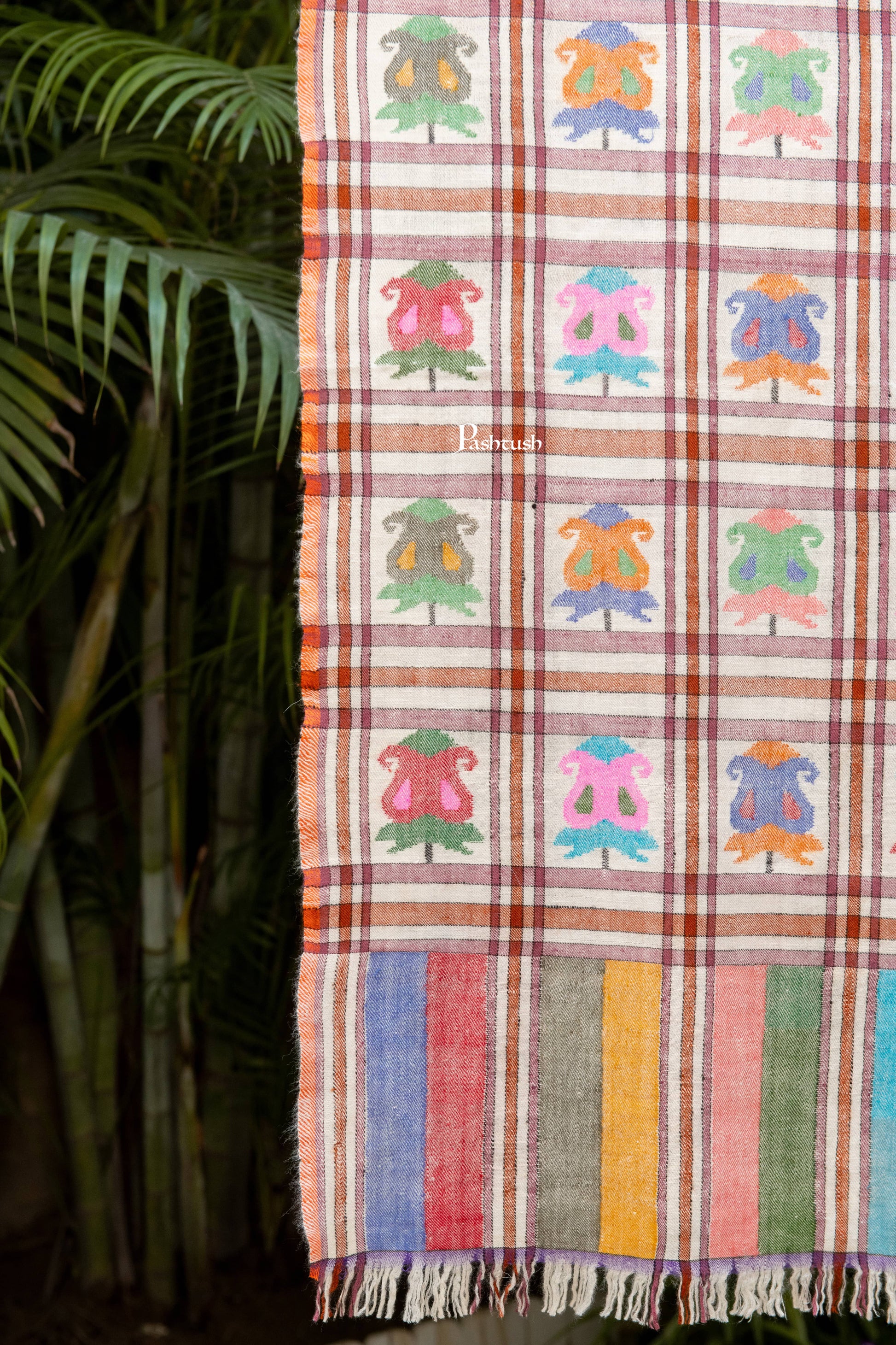 Pashtush India Womens Shawls Pashtush  Pure Pashmina Shawl, Hand Woven Kaani Design, Multicoloured