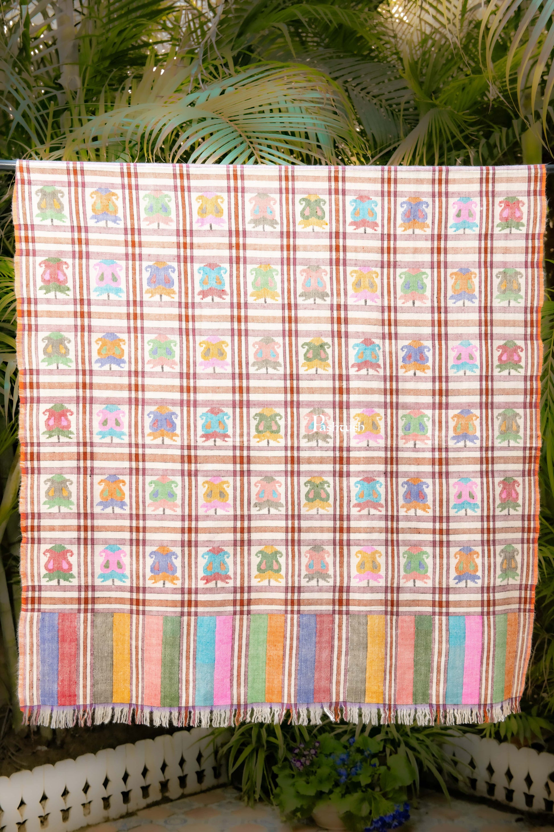 Pashtush India Womens Shawls Pashtush  Pure Pashmina Shawl, Hand Woven Kaani Design, Multicoloured