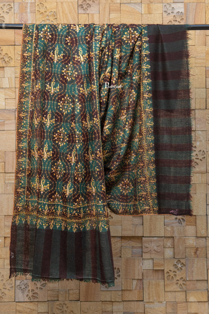 Pashtush India Womens Shawls Pashtush  Pure Pashmina Shawl, Sozni Hand Embroidery, Hand Woven Design, Black