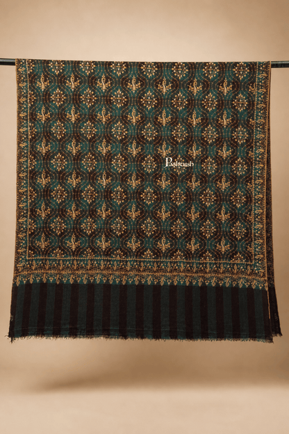 Pashtush India Womens Shawls Pashtush  Pure Pashmina Shawl, Sozni Hand Embroidery, Hand Woven Design, Black