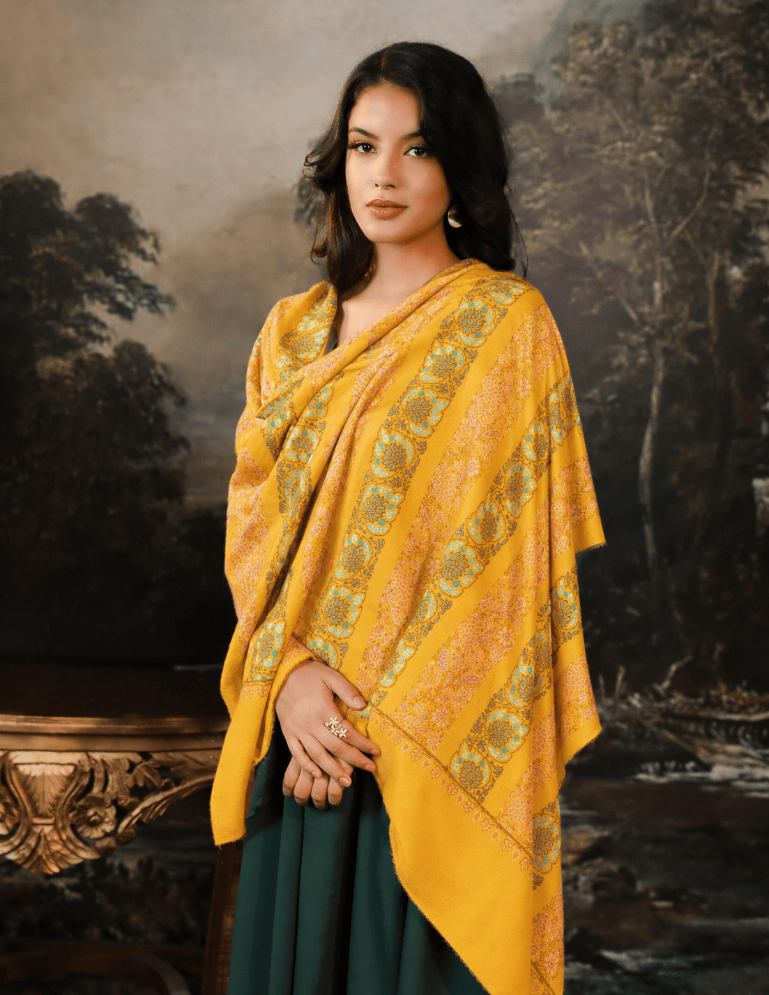 Pashtush India Womens Shawls Pashtush  Pure Pashmina Shawl, Sozni Hand Embroidery, Hand Woven Design, Deep Orange