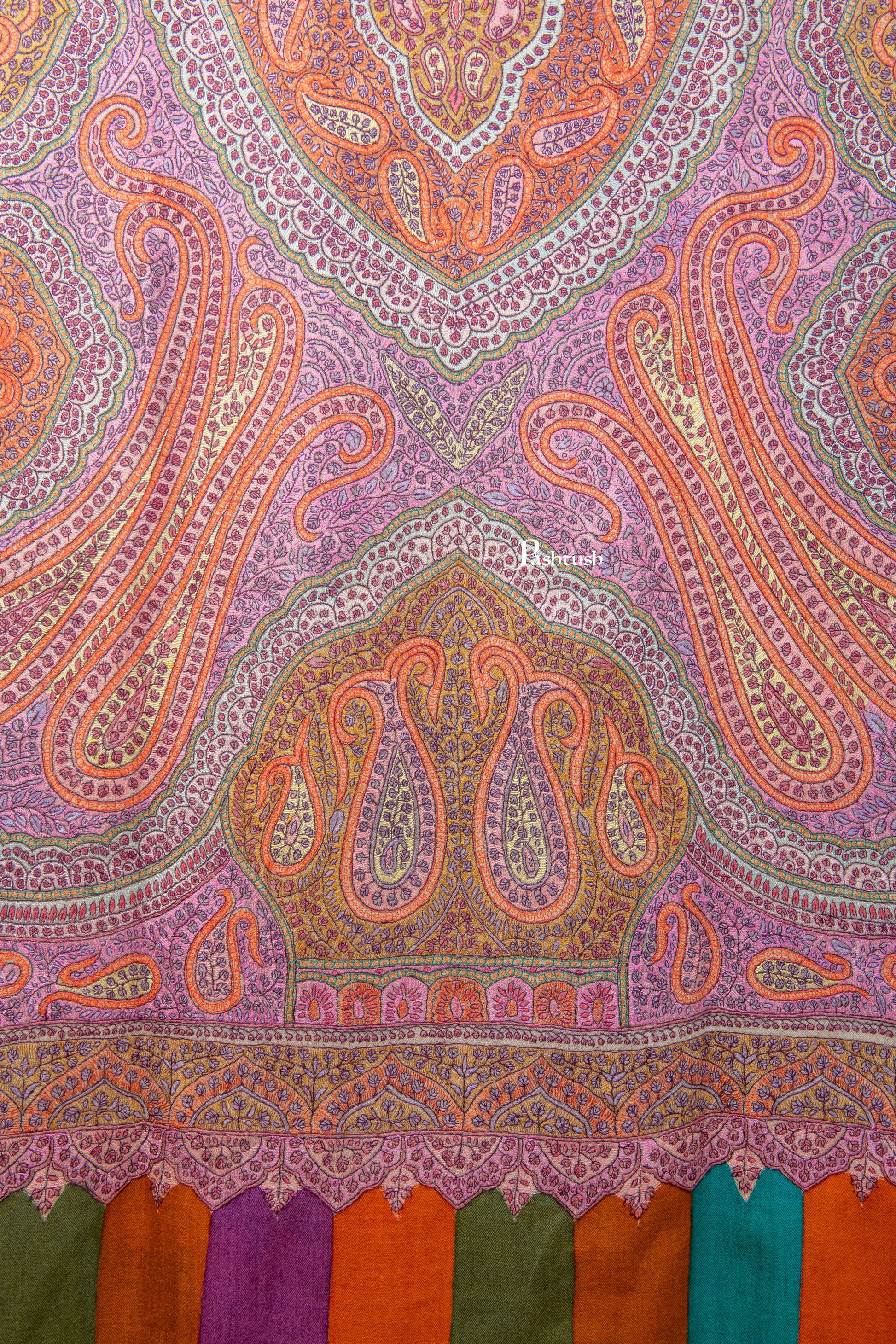 Pashtush India Womens Shawls Pashtush  Pure Pashmina Shawl, Sozni Hand Embroidery, Hand Woven, Kalamkari Design, Multicolour