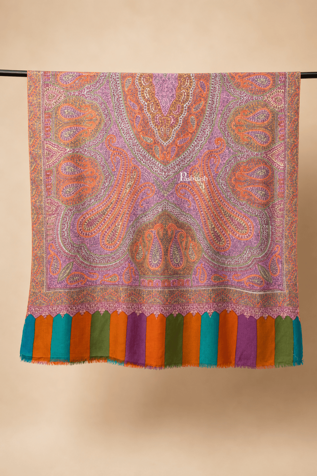 Pashtush India Womens Shawls Pashtush  Pure Pashmina Shawl, Sozni Hand Embroidery, Hand Woven, Kalamkari Design, Multicolour