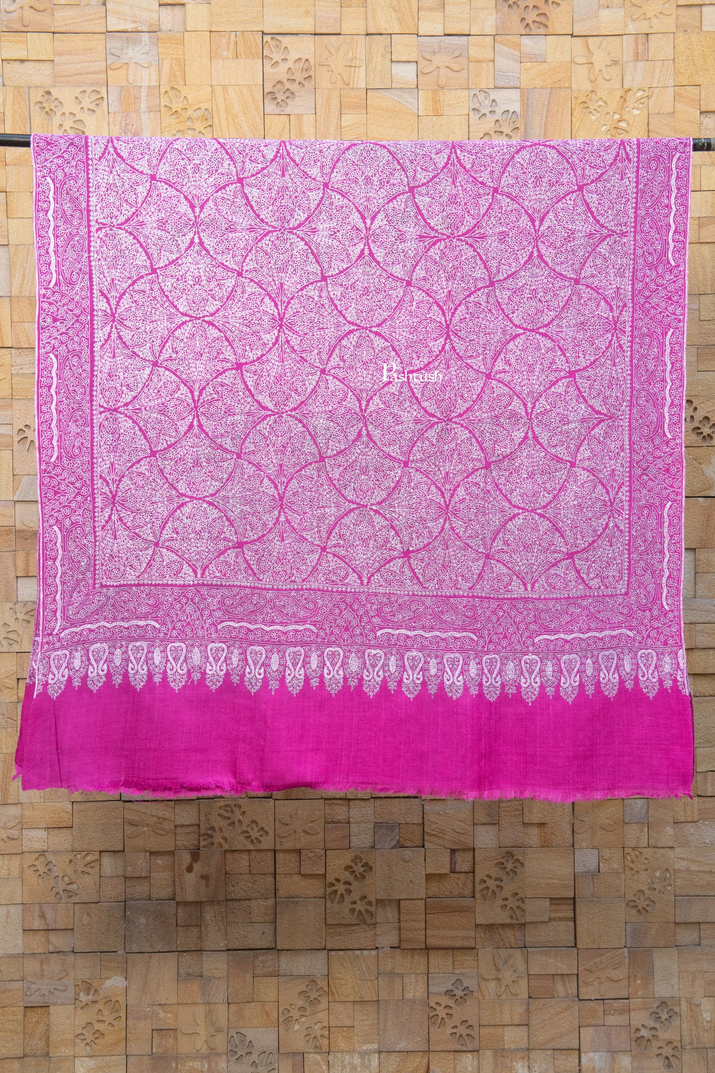 Pashtush India Womens Shawls Pashtush  Pure Pashmina Shawl, Sozni Hand Embroidery, Hand Woven, Tonal Design, Magenta