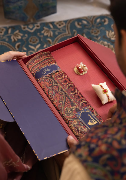 Pashtush India Gift Pack Pashtush Rakhi Gift Set, Mens Stole, Rakhi, Tilak in Premium Gift Box