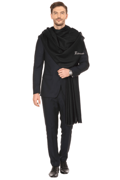 Pashtush India Mens Shawls Gents Shawl Pashtush Royal And Classy Fine Wool Mens Stole, Black