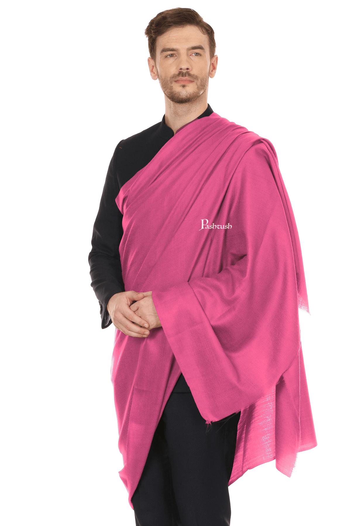 Pashtush India Mens Shawls Gents Shawl Pashtush Royal And Classy Fine Wool Mens Stole, Magenta