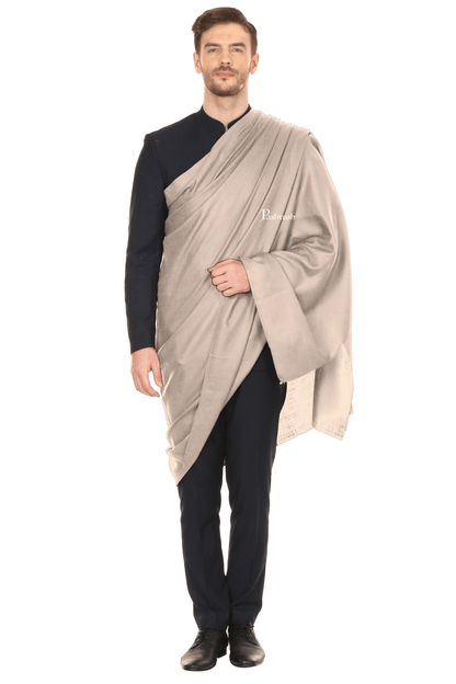 Pashtush India Mens Shawls Gents Shawl Pashtush Royal And Classy Fine Wool Mens Stole, Solid Beige