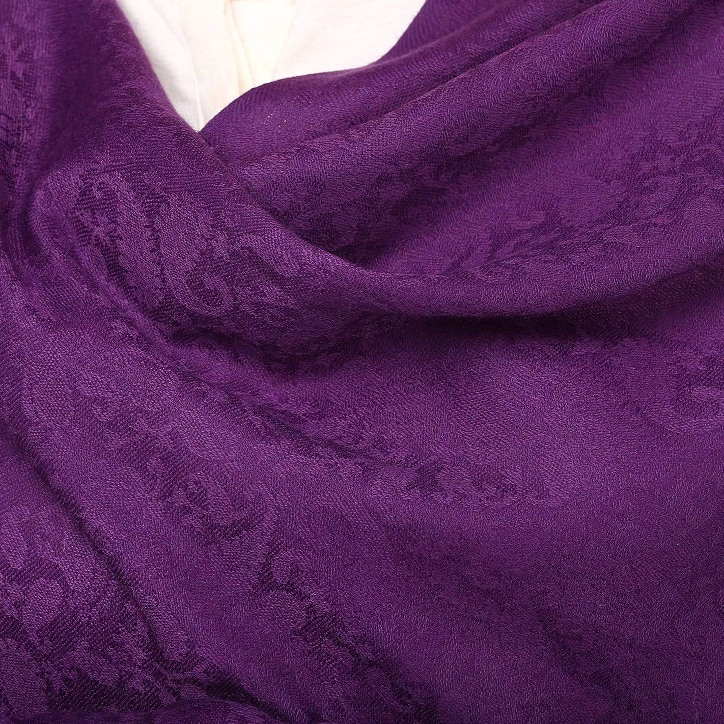 Pashtush India 100x200 Pashtush Self Paisley Weave Shawl, Fine Wool, Purple