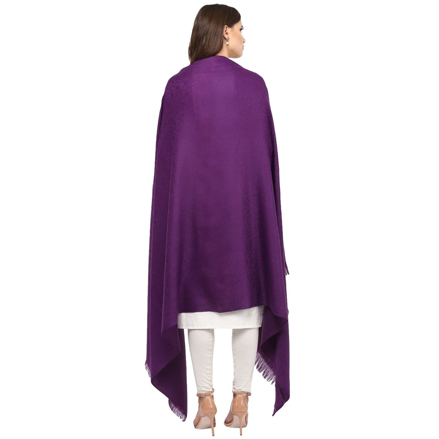 Pashtush India 100x200 Pashtush Self Paisley Weave Shawl, Fine Wool, Purple