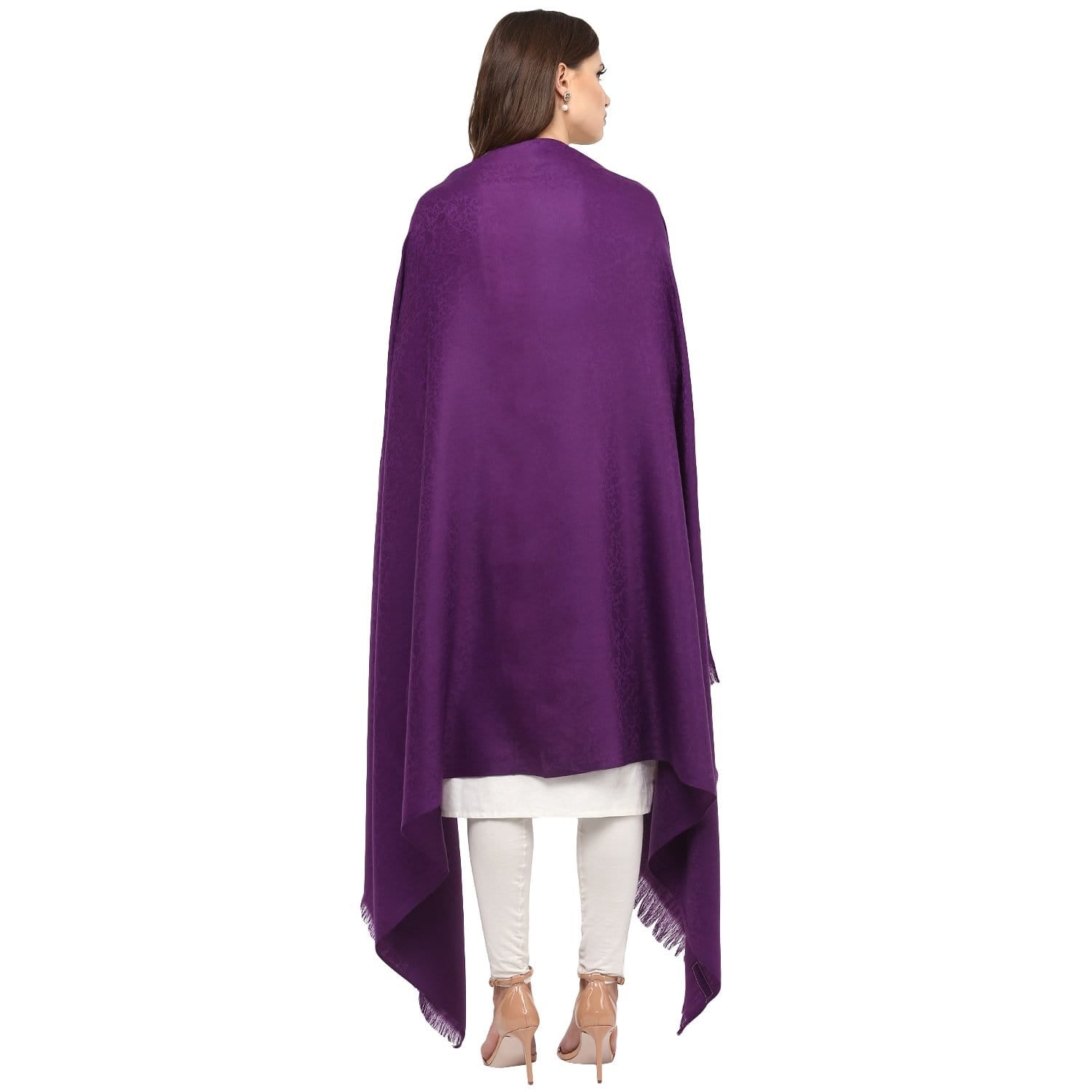 Pashtush India 100x200 Pashtush Self Paisley Weave Shawl, Fine Wool, Purple