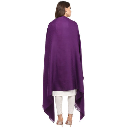 Pashtush India 100x200 Pashtush Self Paisley Weave Shawl, Fine Wool, Purple