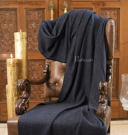 Pashtush India 70x200 Pashtush Thick and Warm Woollen Stole, Charcoal Black