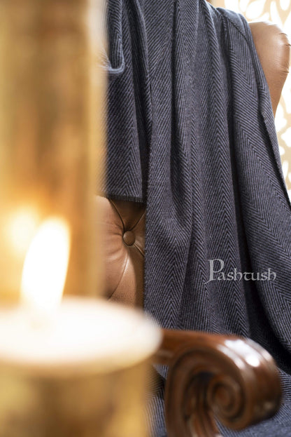 Pashtush India 70x200 Pashtush Thick and Warm Woollen Stole, Charcoal Black