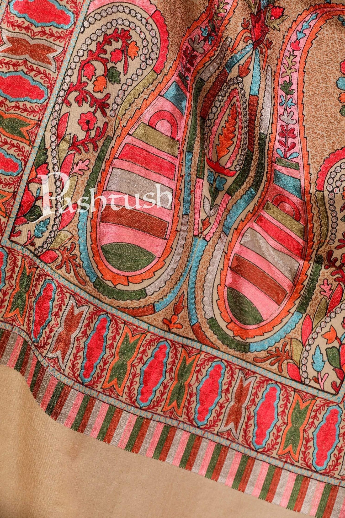 Pashtush Shawl Store Stole Pashtush Tres Chic Regal Collection, Wool Embroidery Nalki Shawl Scarf, Rich Black