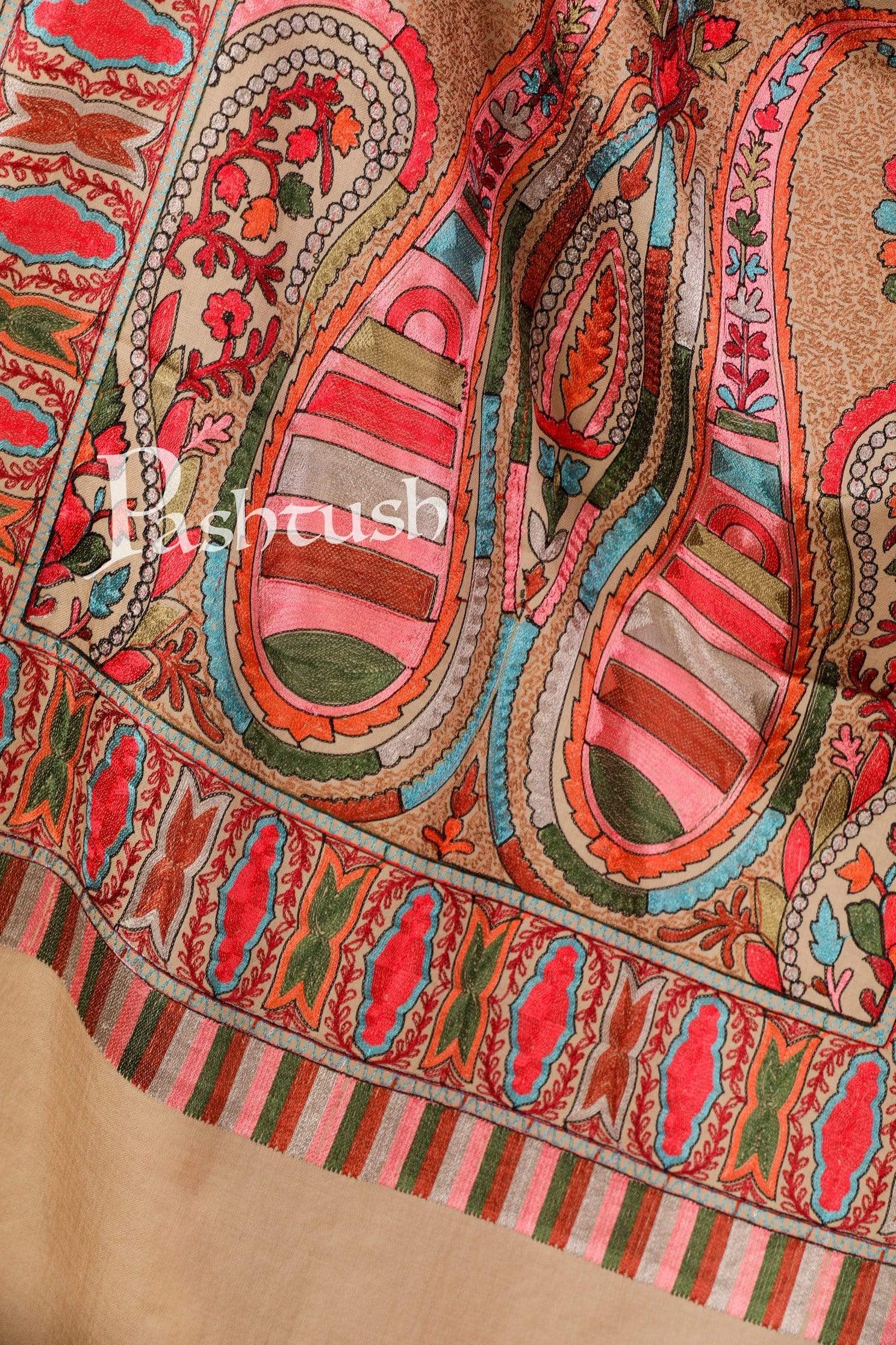 Pashtush Shawl Store Stole Pashtush Tres Chic Regal Collection, Wool Embroidery Nalki Shawl Scarf, Rich Black