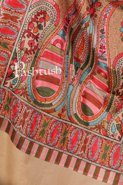 Pashtush Shawl Store Stole Pashtush Tres Chic Regal Collection, Wool Embroidery Nalki Shawl Scarf, Rich Black