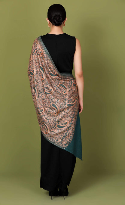 Pashtush India 70x200 Pashtush Tres Chic Regal Collection, Wool Embroidery Nalki Shawl Scarf