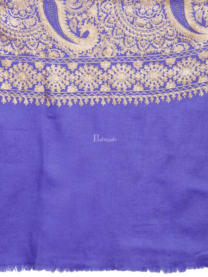 Pashtush India Womens Stoles and Scarves Scarf Pashtush Tres Chic Regal Collection, Wool Embroidery Nalki Shawl Scarf, Deep Violet