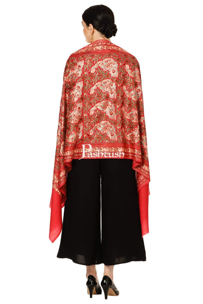 Pashtush Shawl Store Stole Pashtush Tres Chic Regal Collection, Wool Embroidery Nalki Shawl Scarf, Morning Rose