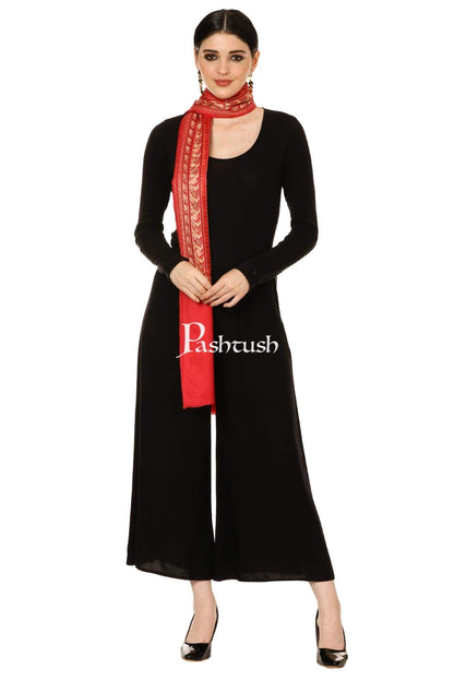 Pashtush Shawl Store Stole Pashtush Tres Chic Regal Collection, Wool Embroidery Nalki Shawl Scarf, Morning Rose