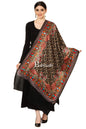Pashtush Shawl Store Stole Pashtush Tres Chic Regal Collection, Wool Embroidery Nalki Shawl Scarf, Rich Black