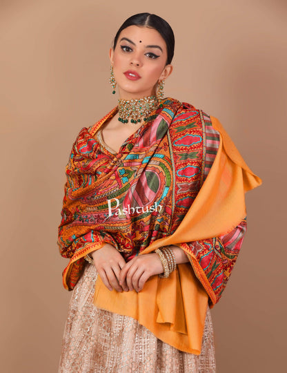 Pashtush Shawl Store Stole Pashtush Tres Chic Regal Collection, Wool Embroidery Nalki Stole, Scarf, Tuscan Sun