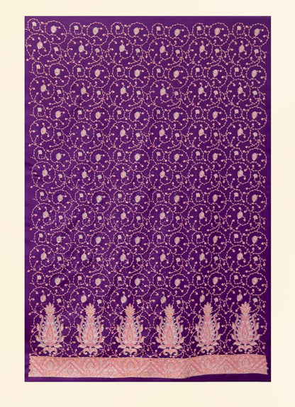 Pashtush India Apparel & Accessories Pashtush Unstitched Kashmiri Embroidery Suit, Fine Wool, Soft and Warm, Purple
