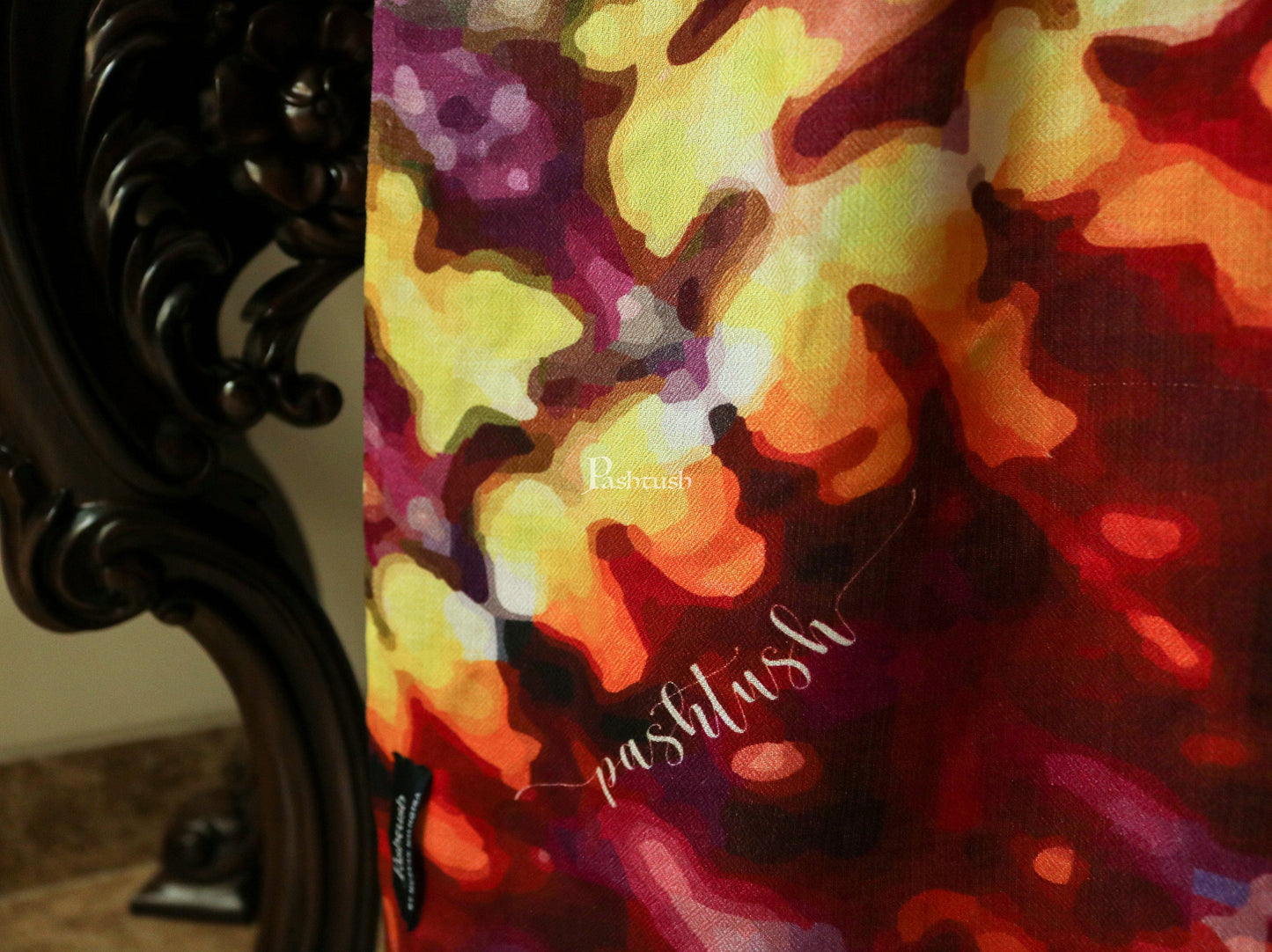 Pashtush India Womens Stoles and Scarves Scarf Pashtush women Bamboo stole, Abstract Printed design, Multicolour