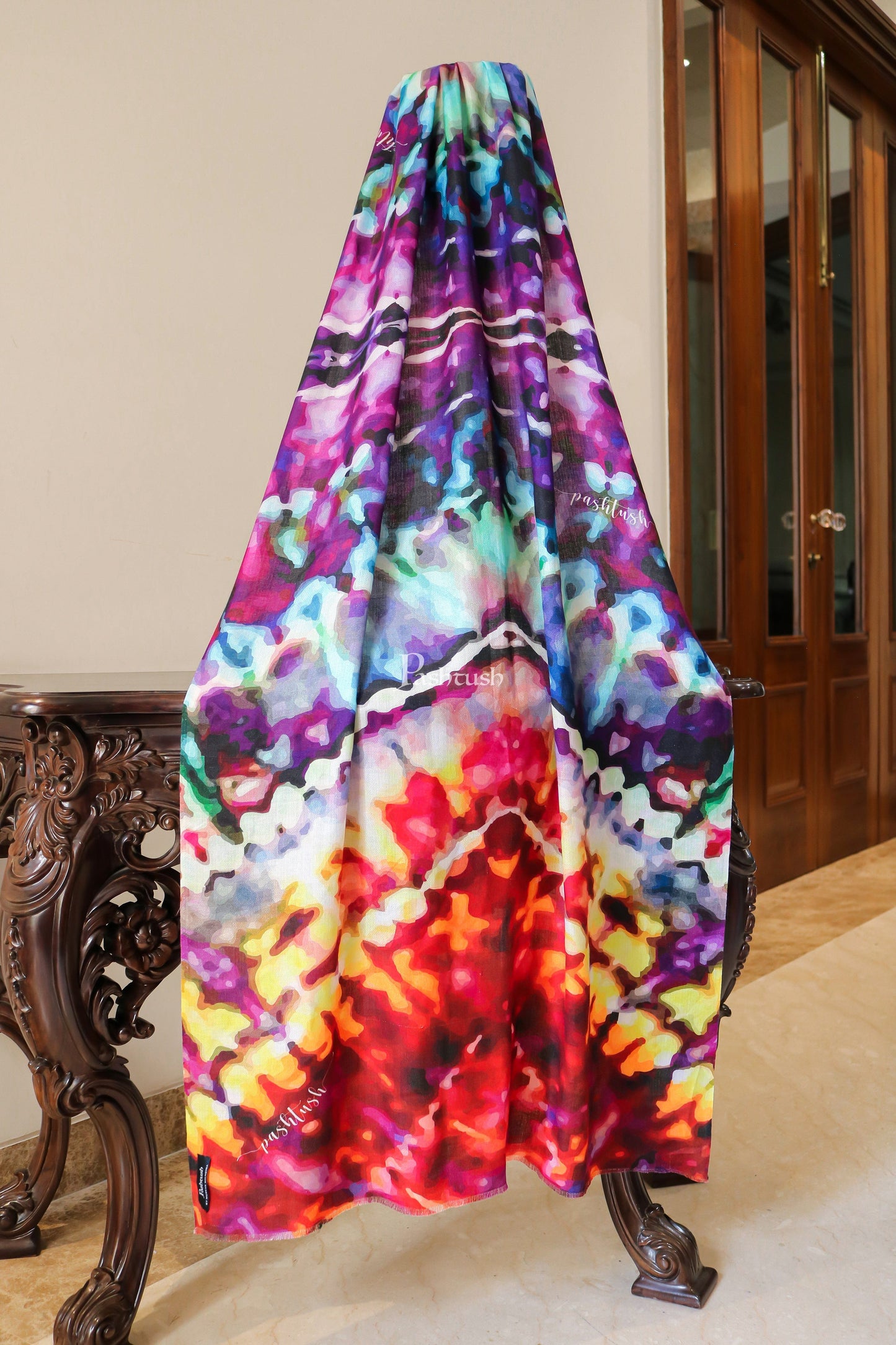 Pashtush India Womens Stoles and Scarves Scarf Pashtush women Bamboo stole, Abstract Printed design, Multicolour