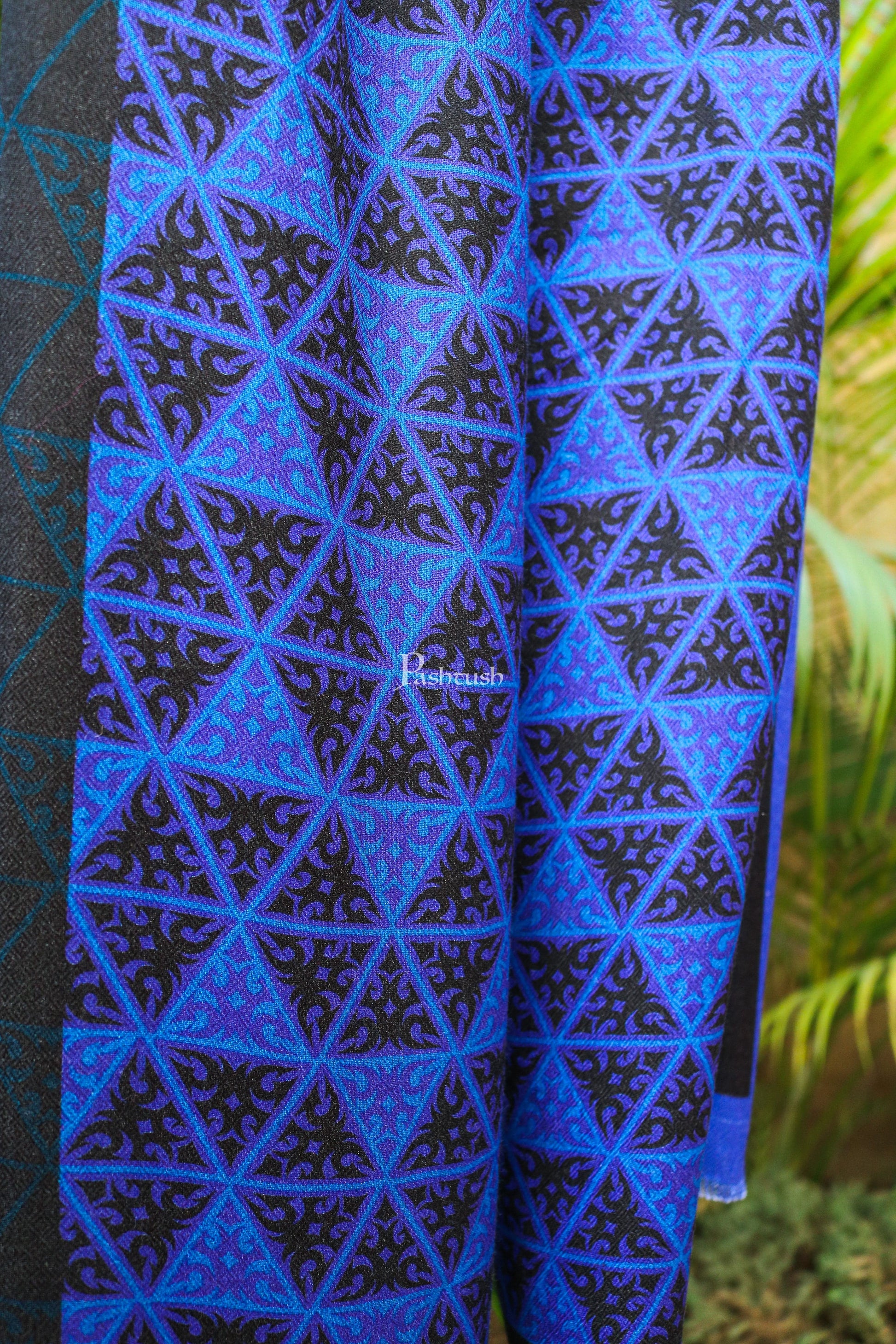 Pashtush India Womens Stoles and Scarves Scarf Pashtush women Bamboo stole, Printed design, Black And Blue