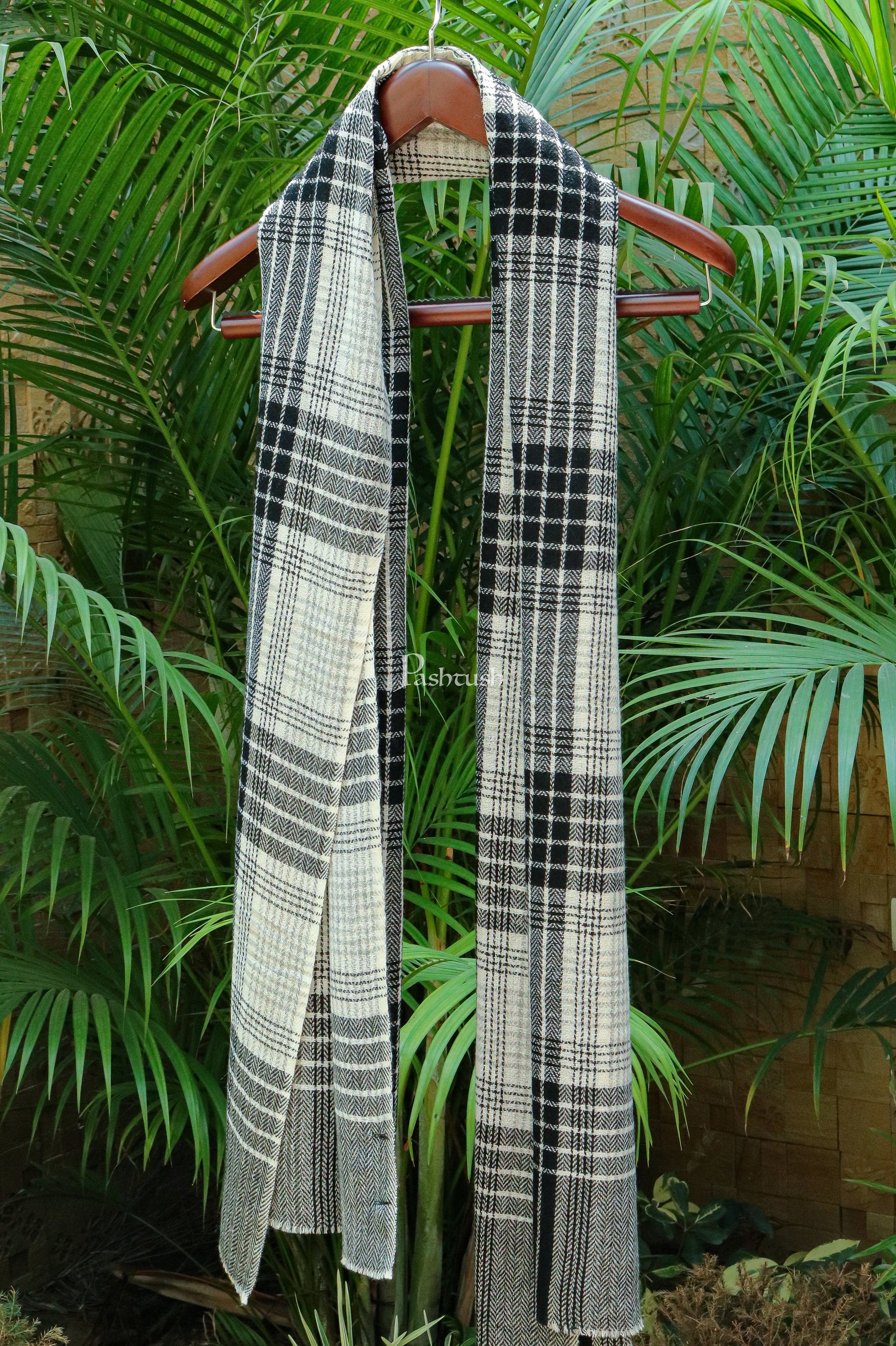 Pashtush India Womens Stoles and Scarves Scarf Pashtush women cashmere , wool mufflers, Black