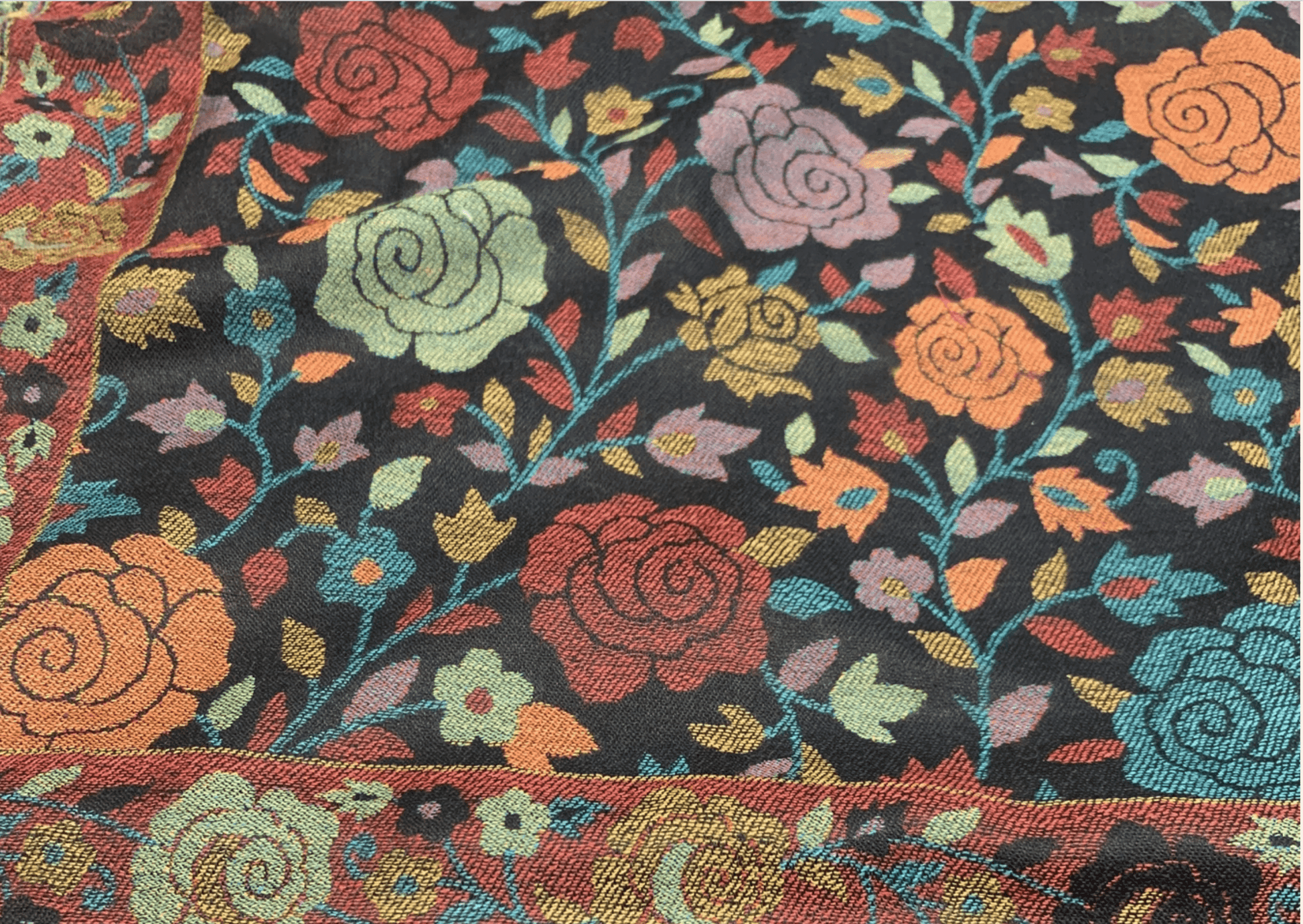 Pashtush India 70x200 Pashtush Women Extra Fine Wool, Gulaabdar Stole, Kaani Weave, Black