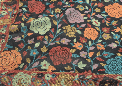 Pashtush India 70x200 Pashtush Women Extra Fine Wool, Gulaabdar Stole, Kaani Weave, Black