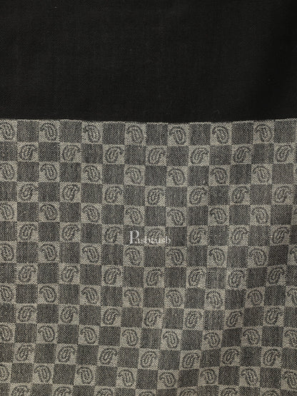 Pashtush India Womens Stoles and Scarves Scarf Pashtush women Extra Fine Wool stole, check palla design, Black