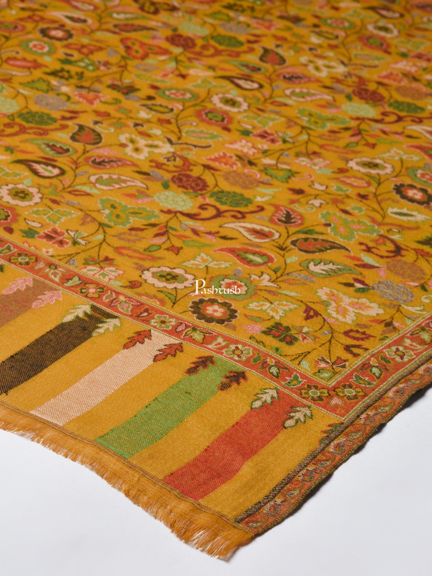 Pashtush India Womens Shawls Pashtush Women Faux Pashmina Ethnic Weave Shawl, Mustard