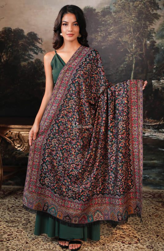 Pashtush India Womens Shawls Pashtush women faux pashmina shawl, ethnic weave design, black