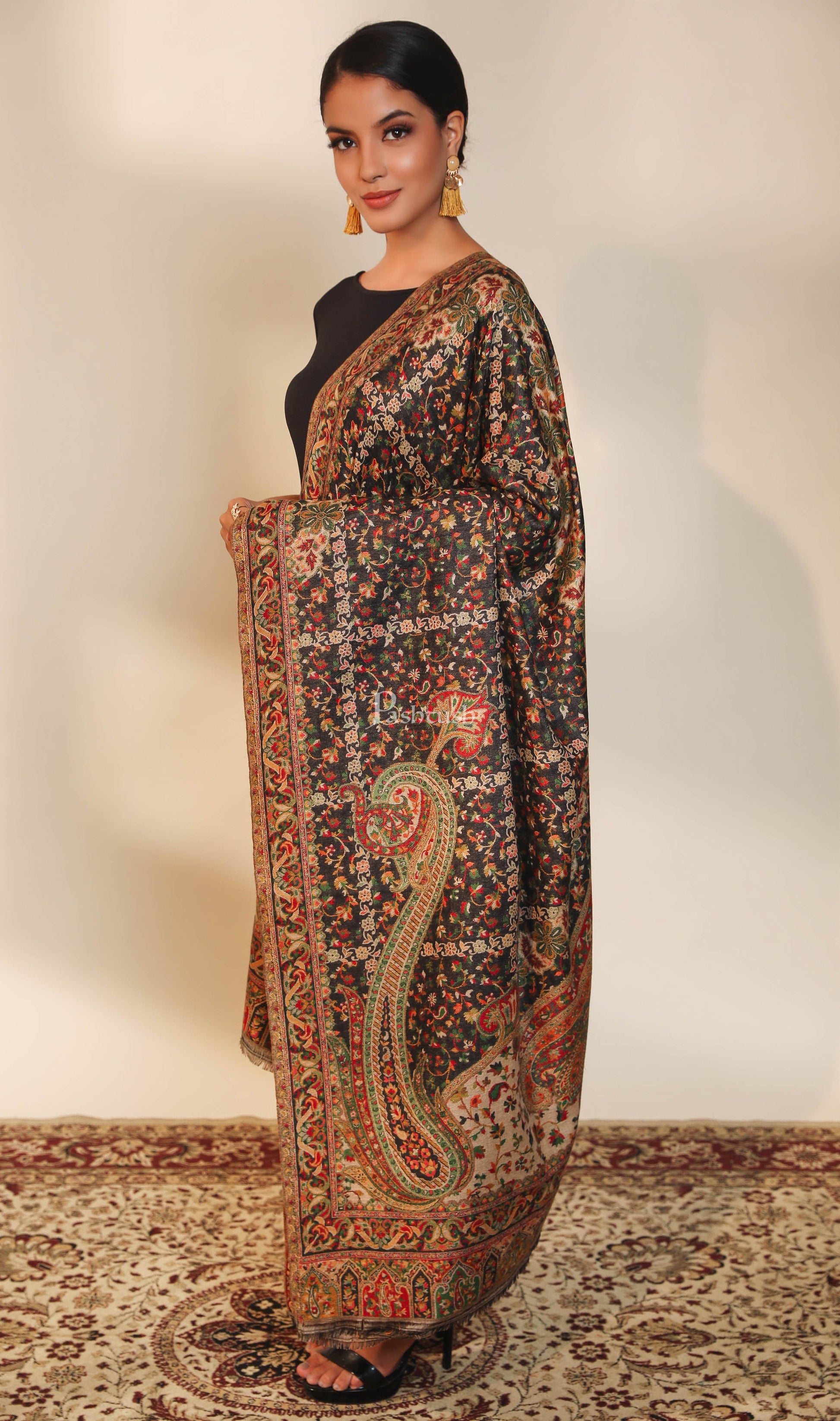 Pashtush India Womens Shawls Pashtush women faux pashmina shawl, ethnic weave design, multi color