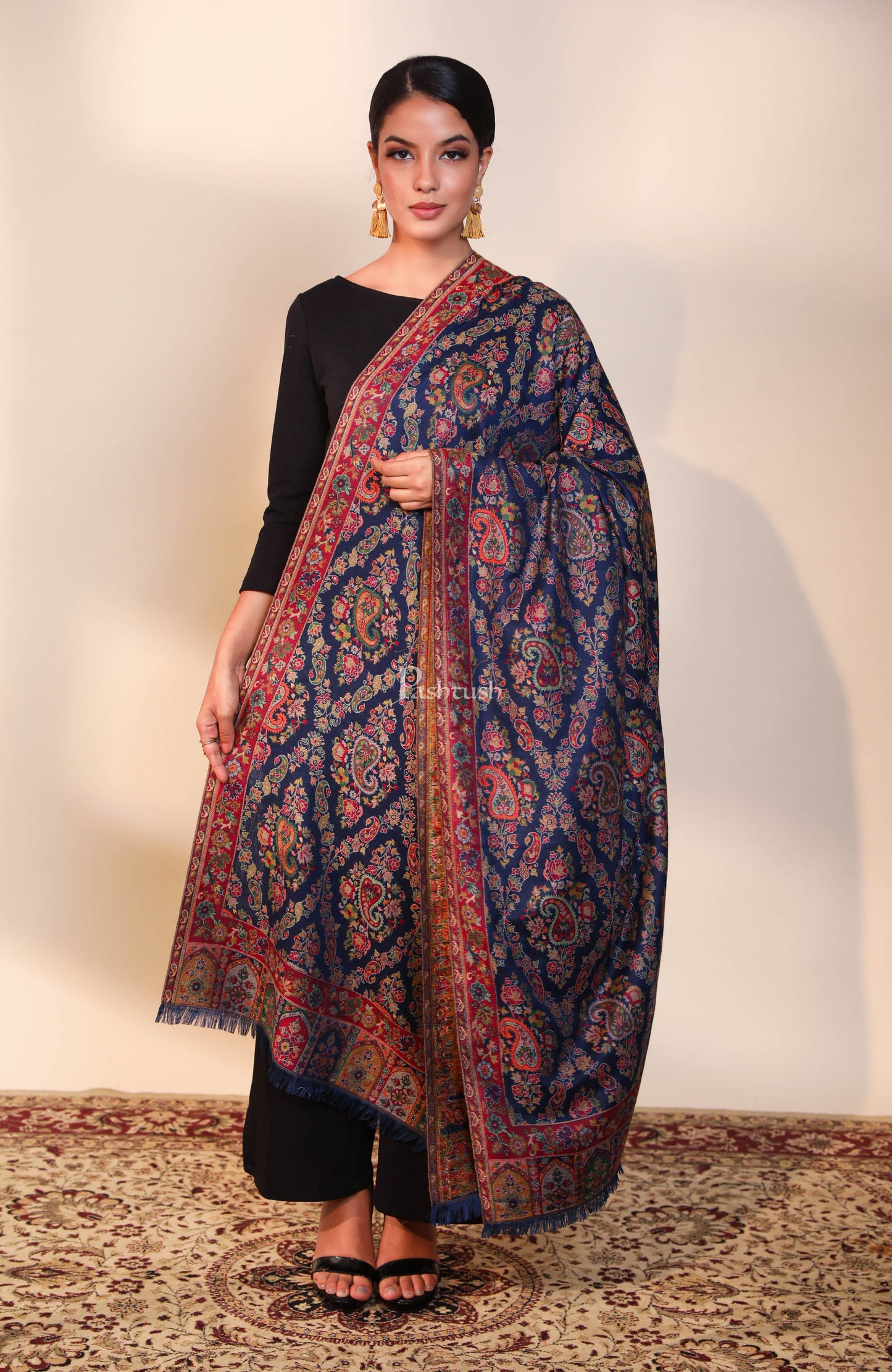Pashtush India Womens Shawls Pashtush women faux pashmina shawl, ethnic weave design, multi color